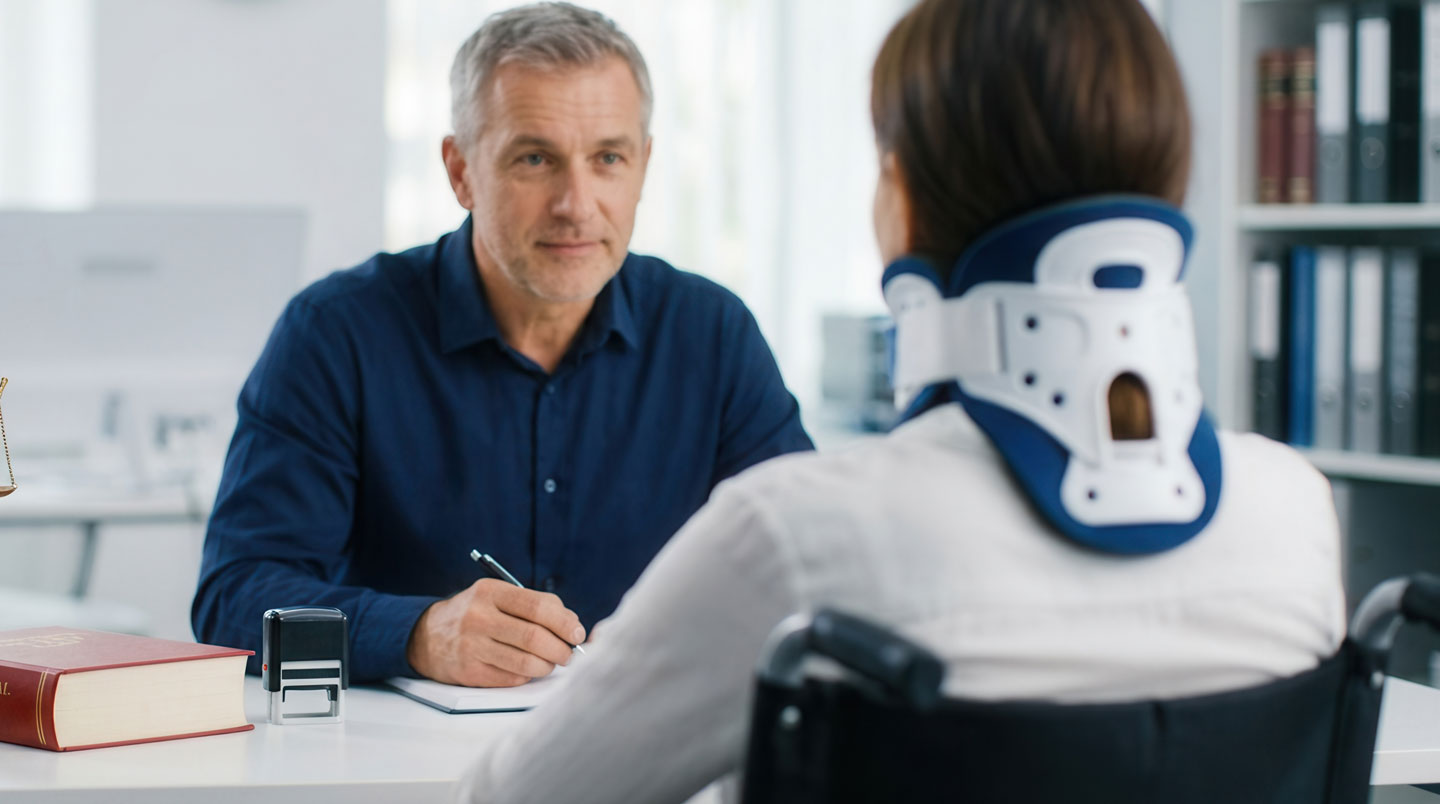 Vue en plongée sur un bureau avec contrat d'assurance emprunteur ouvert, main surlignant une clause de garantie, documents et post-it de couleur visibles