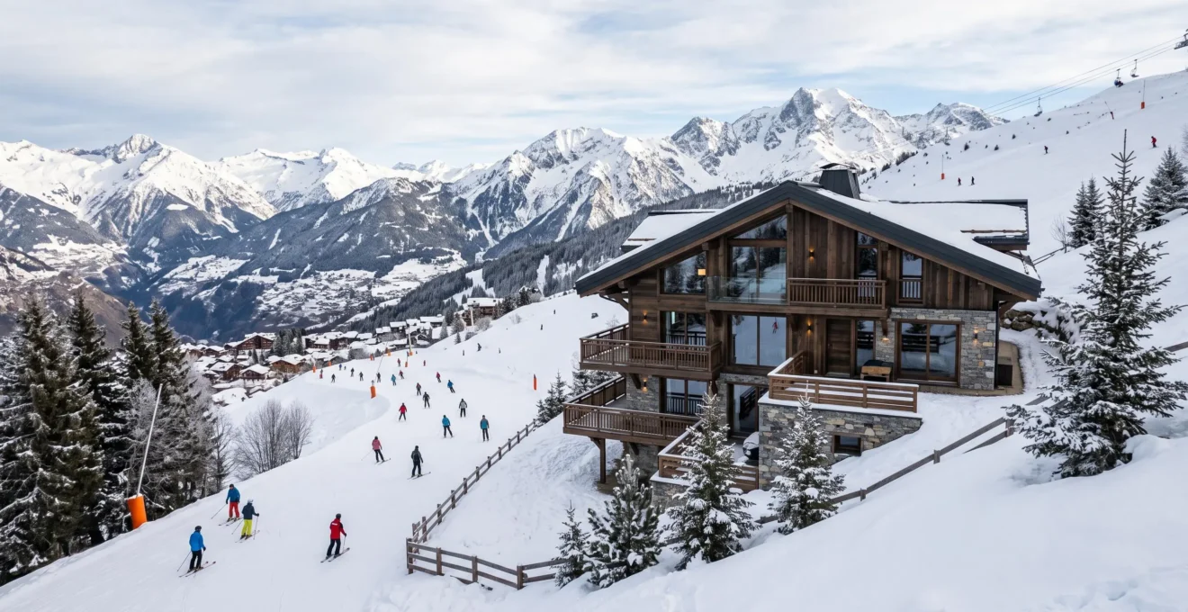Résidence alpine à Courchevel située au bord d'une piste de ski