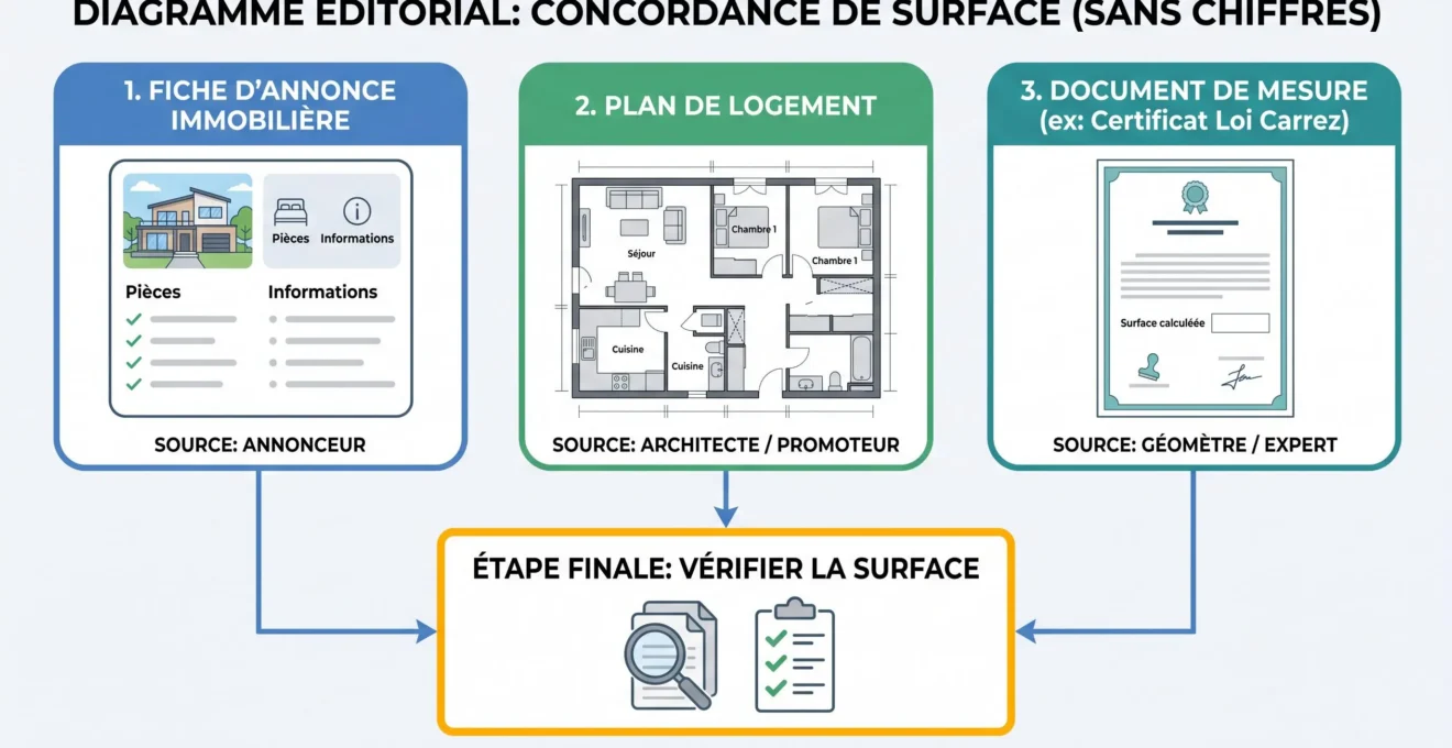 Schéma de vérification de la surface d'un appartement avant achat